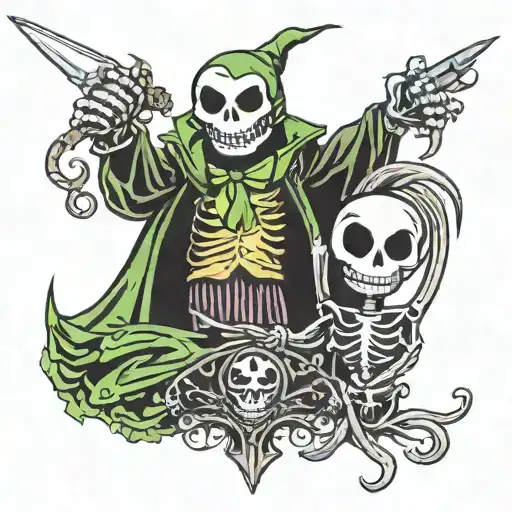 Jack Skeleton Holding Oogie Boogie With Knife