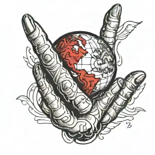 Red Hand With Globe