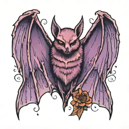 Purple Bat Wings Spread Facing Forward