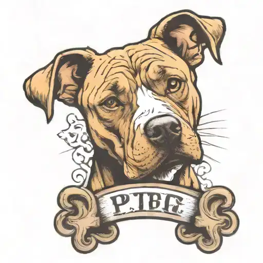 A Pit Bull Dog With A Big Collar On With Rest In Peace Above With A Cross