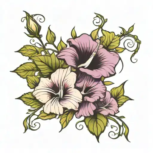 Gladious Flower And Morning Glory Flower Intertwined Stem Saying Daughter