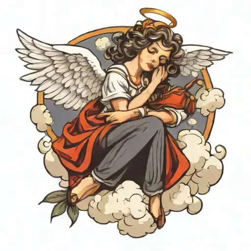 Angel Lying On A Cloud