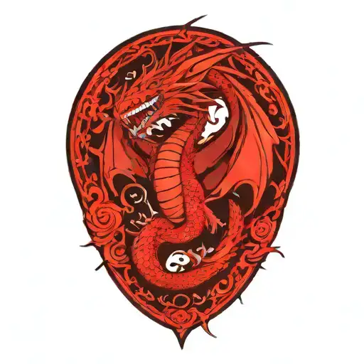 Black And Blood Red And White Dragon