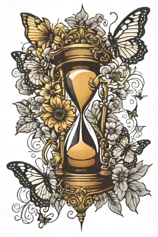 Hourglass Sunflowe Butterflies Music N