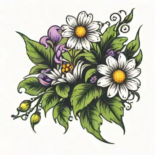 Daisy And Sweat Pea Flower