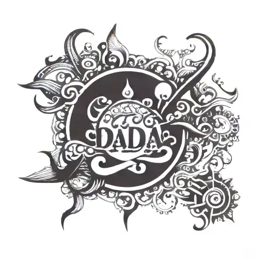 Dada Text In Gujarati Word With Trishul And Gada