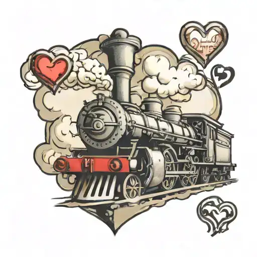 Steam Train And Love Heart