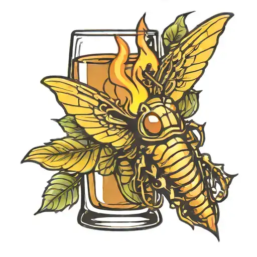 Cicada Molotov Cocktail Glass With Fire