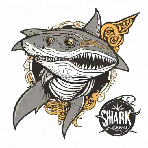 Shark Wrapped Around Name Tattoo Niuhi