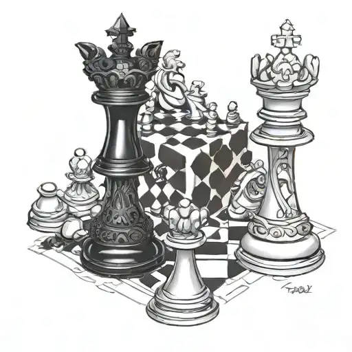 Dark Vs Light Chess Set B 3D Representation