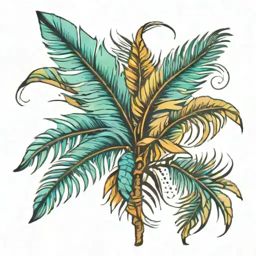 Palm Tree Feathers Ocean