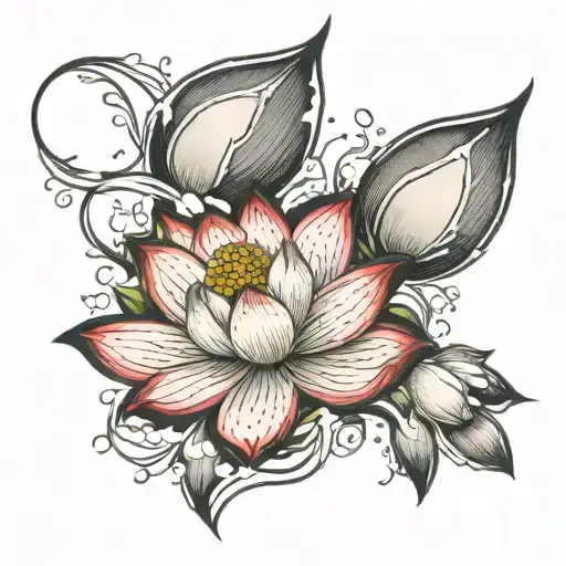 Lotus Flower With Snow Drop Flower