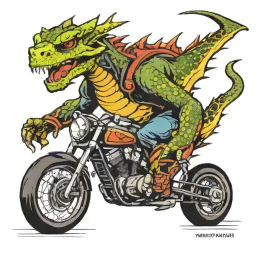 Dragon Komodo Of Black Jacket Riding Harley Motorcycle