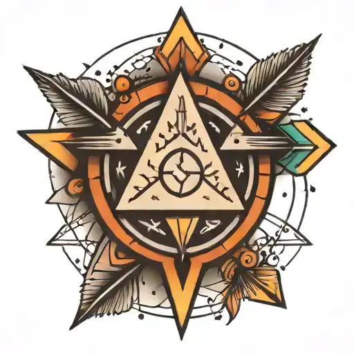 Thin Arrow With Triangles And Circles