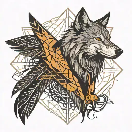 Wolf Raven Geometric Design Incorporating