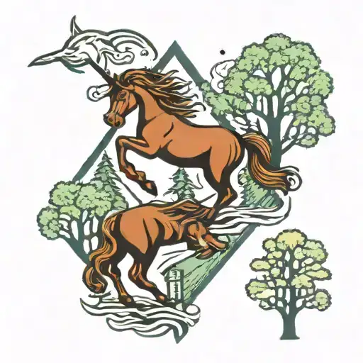 Appalachian Trail Symbol And Unicorn And Trees