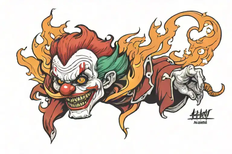 One Evil Clown Head On Fire