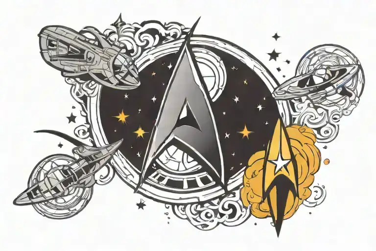 Star Trek Related Tattoo Design Featuring Ad Astra
