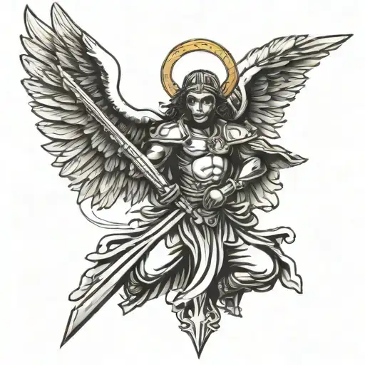 Haitian Warrior Angel With Sword In Ground