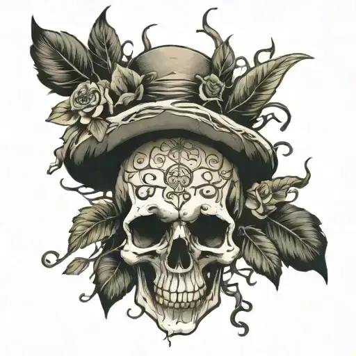 Roots Spreading Surrealism Skull