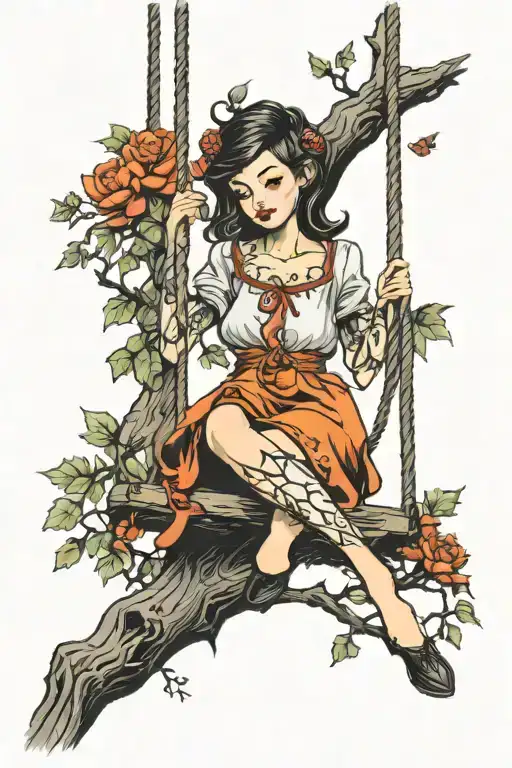 Girl On A Swing Tree