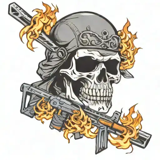 Ski Mask Ak47 Skull Smoke Fire