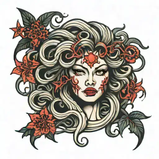 Medusa And Red Spider Lily Blooming