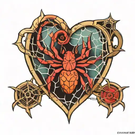 Colour Spider Web Heart Shaped Lock