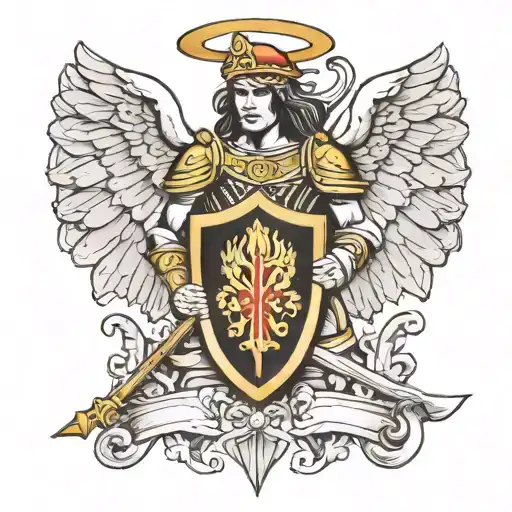 Warrior Angel With Haitian Coat Of Arms On A Shield