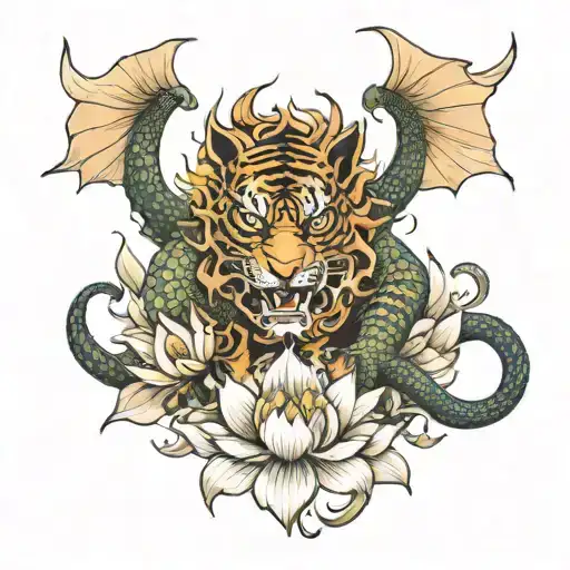 Lotus Flower Dragon Tiger
