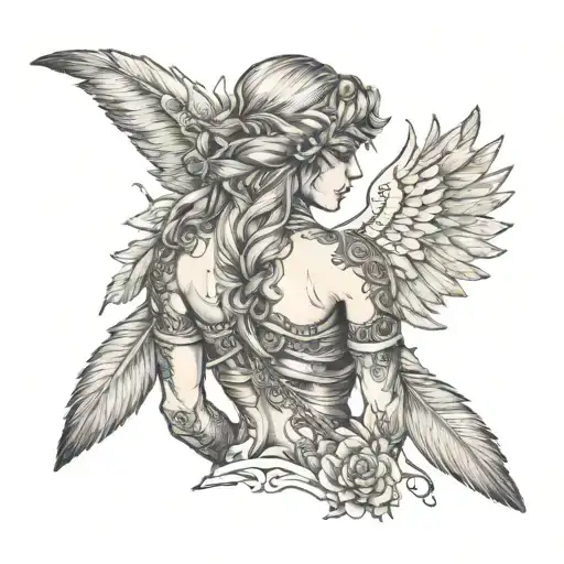 Feather Angel Shoulders Back Pushing