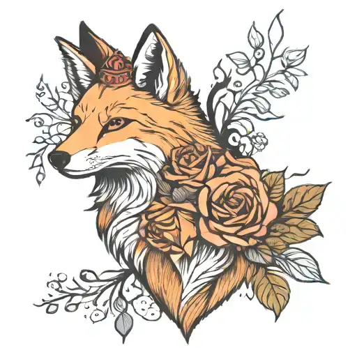 The Fox And The Wolf Are Covered With Roses And A Crown