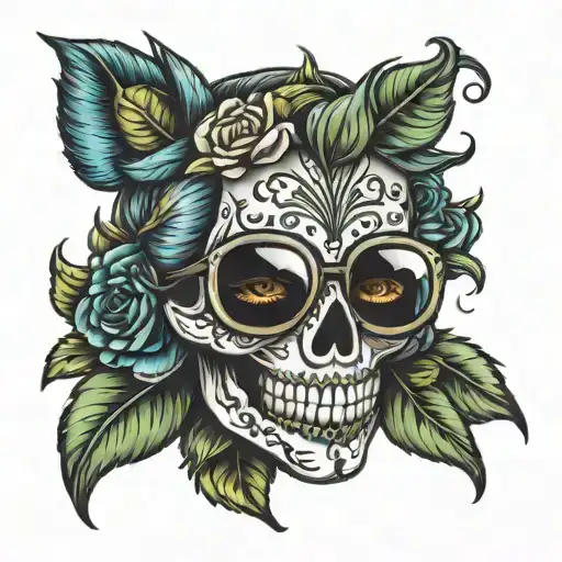Sugar Skull Wearing Glasses