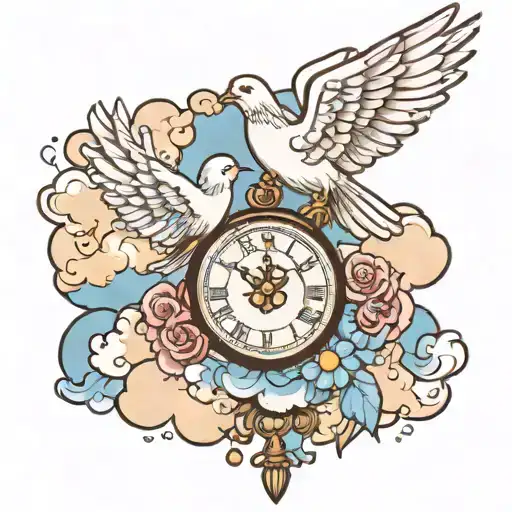 Clouds With A Dove A Clock