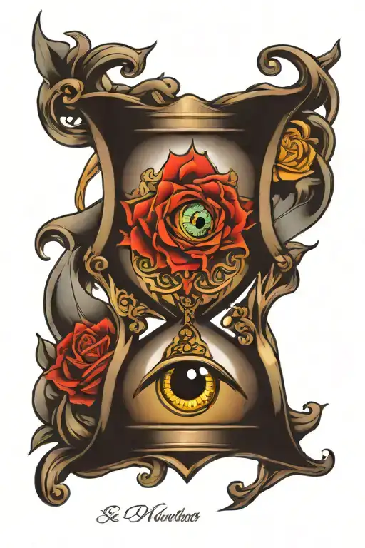 Eye Hourglass Hart Tattoo For Man