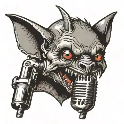 A Vampire Bat Biting A Microphone