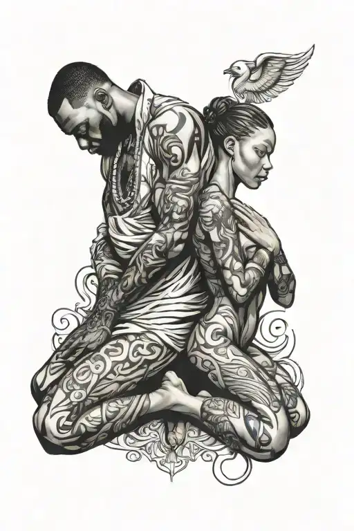 Black Male Standing Position White Female Praying Position