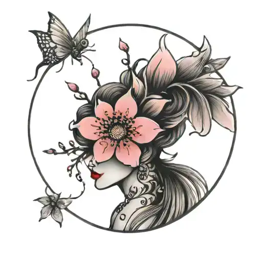 Coquette Circle With Cherry Blossom Petals