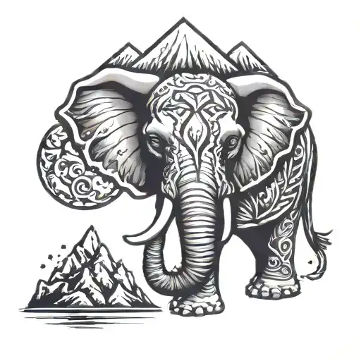 Elephant Head And Diamond Shaped Mountain