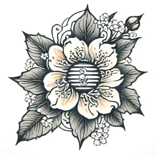 Cherry Blossom With Sun Rising