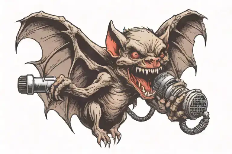 A Vampire Bat Biting A Microphone