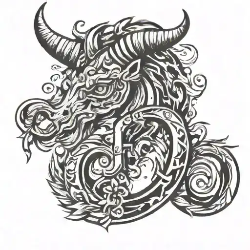 Letter S With Horns And Fire