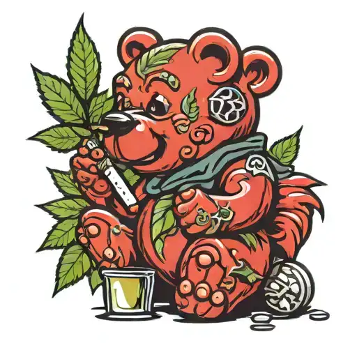 Red Gummy Bear Smoking Weed Joint