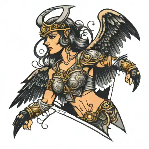 Valkyrie Arm Sleeve Tattoo Design