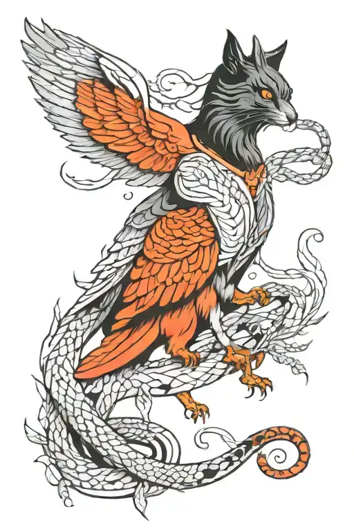 Cat And Crow And Snake Wrapped