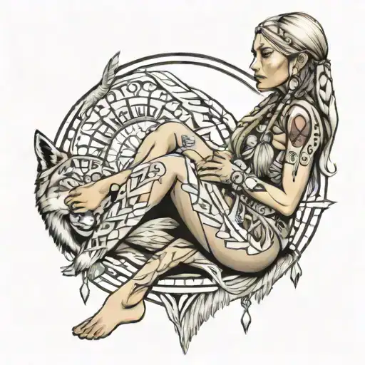 Blonde Native American Woman Sitting