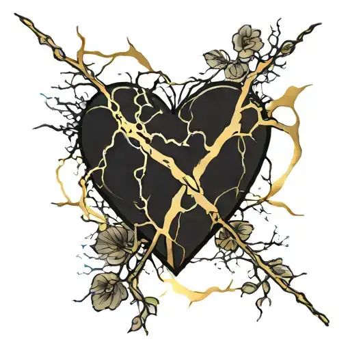 Kintsugi Heart Black And Gold