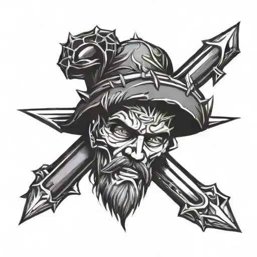 Mens Shoulder Cross With Crown Of Thorns