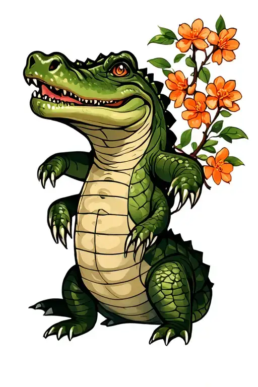 Aligator Cowbow Under An Orange Blossom Tree