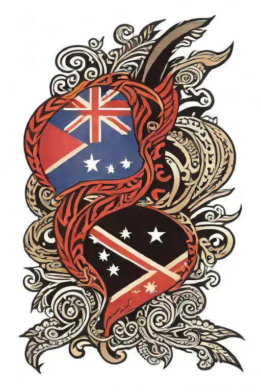 Philippine Flag And New Zealand Flag Tribal